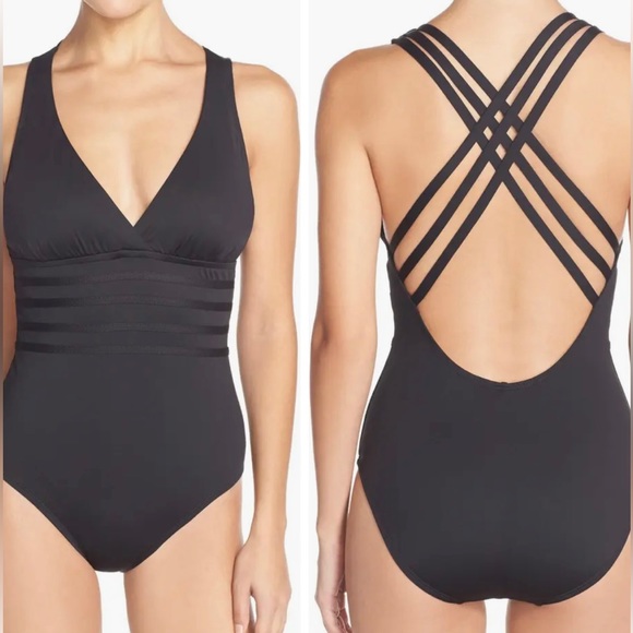 La Blanca Cross Back One Piece Swimsuit in Blue - Picture 6 of 6